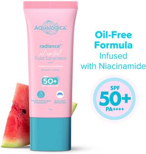 Aqualogica Sunscreen - SPF 50 PA++++ Radiance + Oil Control Fluid Sunscreen Ultra-Light Fluid Texture For Oily Skin