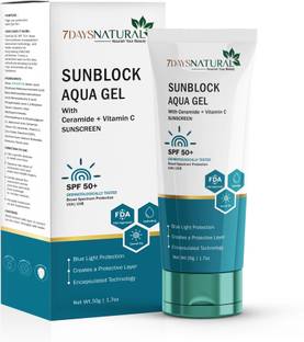 7days natural Sunscreen - SPF 50 PA+++ Sunscreen with SPF50+ with Vitamin C + Ceramide Aqua base Lightweight sunscreen