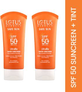 LOTUS HERBALS Sunscreen - SPF 50 PA++++ SafeSun UltraRx Tinted Sunscreen SPF 50+_75g (Pack of 2)