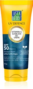 ASTABERRY Sunscreen - SPF 50 PA+++ | UV Defence Vitamin C Sunblock Gel Creme With Free 100ml Gold Face wash