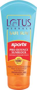 LOTUS HERBALS Sunscreen - SPF 100 PA+++ Safe Sun Sports Pro Defence SunBlock SPF 100 _ 40g