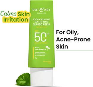 Dot & Key Sunscreen - SPF 50 PA+++ CICA Calming Mattifying ,For Oily Acne Prone &Sensitive Skin,No White Cast