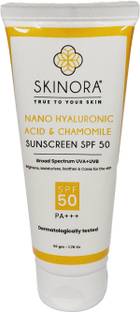 Skinora Sunscreen - SPF 50 PA+++ Nano Hyaluronic & Chamomile Sunscreen Cream for Protection from UVA & UVB Rays