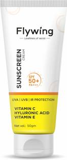 flywing Sunscreen - SPF 50+ PA+++ Vitamin C + E | Lightweight UVA/UVB Suncream | No White Cast | For men & Women