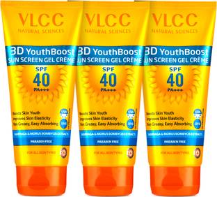 VLCC Sunscreen - SPF 50 3D Youth Boost Sunscreen Gel Cream - 100 g (Pack of 3)