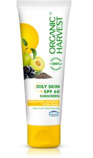 Organic Harvest Sunscreen - SPF SPF 60 OILY PA+++ Oily Skin SPF 60 Sunscreen, Acai Berry & Chia Seeds