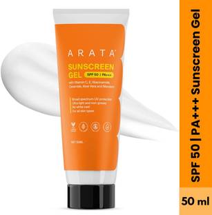 ARATA Sunscreen SPF 50+ PA+++ Sunscreen Gel | No White Cast, Non Sticky, Broad Spectrum