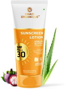 khadi ORGANIQUE Sunscreen - SPF 30 PA++++ SunScreen Lotion Kokkum Butter Lotion SPF 30 - SPF Na PA++++ For sun tans and head out on bright sunny days , Long UVA + UVB Protection
