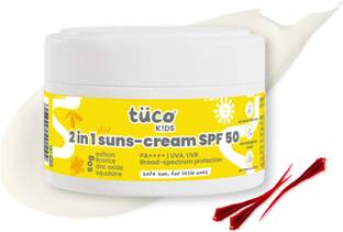 TuCo Sunscreen - SPF 50 PA++++ Intelligent Kids Saffron Face Cream & Sunscreen 50gm | Broad spectrum UV |