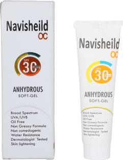 Navishield Sunscreen - SPF 30 PA+++ ANHYDROUS SOFT GEL Broad Spectrum UVA/UVB Water Resistant.