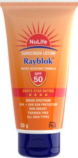 NULIFE SunScreen Lotion Sunscreen - SPF 50 PA+++ Rayblok water resistant, Non Greasy Broad Spectrum