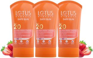LOTUS HERBALS Sunscreen - SPF 20 PA+ (Combo 3) 50gSafe Sunscreen Cream PA+ SPF 20