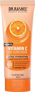 DR.RASHEL Sunscreen - SPF 60 PA+++ Vitamin C Ultra Hydrating SPF 60 PA +++ Gel Sunscreen Parabean Free