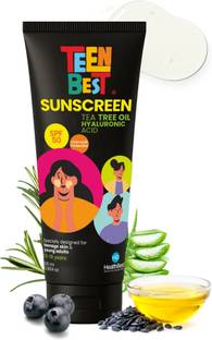 HealthBest Sunscreen - SPF 50 PA++++ for Teens, No White Cast, Non-Greasy Texture, UVA UVB & Blue Light Protection