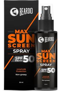 BEARDO Sunscreen - SPF 50 PA+++ Max Spray For Men | Non-greasy|Easy Application For Oily Skin|UVA UVB Protection