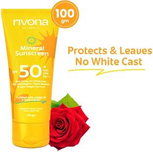 RIVONA NATURALS Sunscreen - SPF SPF50+ PA+++ Mineral with Rose and Shea Butter | UVA UVB filters