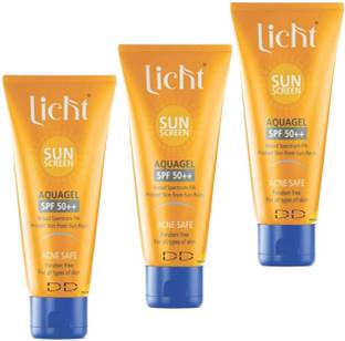 DOOMSDAY Sunscreen - SPF 50 PA++ LICHT SUNSCREEN AQUA GEL FOR COMPLETE HIGH PROTECT SUN RAYS PACK OF- 50g x 3
