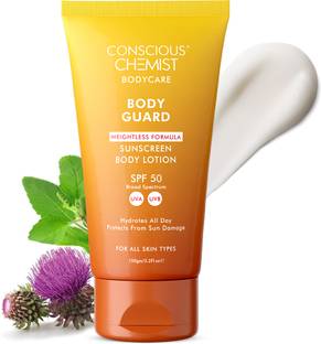 Conscious Chemist Sunscreen - SPF 50 Weightless Body Lotion Sunscreen SPF 50 | Niacinamide | Hydrating & Non-Sticky