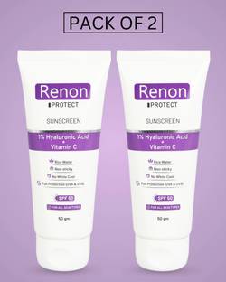 Renon Sunscreen - SPF 50 PA+++ Power of 3|Rice water|Vitamin C|Hyaluronic|Sunscreen for Oily Skin