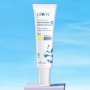 Plum Sunscreen - SPF 50 PA+++ 2% Niacinamide & Rice Water Sunscreen | Brightens, No White Cast | Dermat-Tested