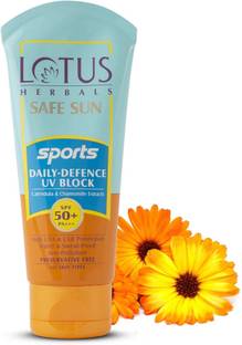 LOTUS HERBALS Sunscreen - SPF 50+ PA+++ Safe Sun Sports Daily-Defence UV Block SPF 50+| PA+++