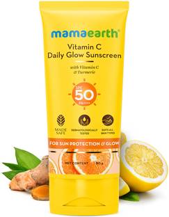 Mamaearth Sunscreen - SPF 50 PA+++ Vitamin C Daily Glow Sunscreen, Tan Protection, No White Cast with Turmeric