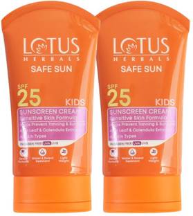 LOTUS HERBALS Sunscreen - SPF 25 (Combo 2) 100g Safe Sun Kids Sunscreen Cream SPF 25