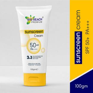 Bio-Reach Sunscreen - SPF 50 PA+++ Sunscreen Cream | Broad-Spectrum UV Protection | Non-Greasy, Light Weight |