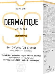Dermafique Sunscreen - SPF 30 PA+++ Sun Defense Gel Creme, SPF 30, PA +++ Sunscreen, Prevents Tanning, Pigmentation