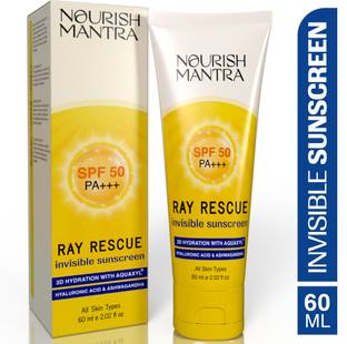 Nourish Mantra Sunscreen - SPF 50 PA+++ Ray Rescue Invisible Sunscreen With Ashwagandha For Hydration & Moisturization