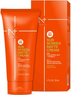N PLUS Sunscreen - SPF 50 PA+++ SPF 60 Sun Screen Matte Cream, with Hyaluronic acid and Vitamin E