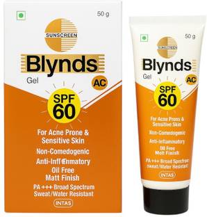 Blynds Sunscreen - SPF 60 PA+++ Gel AC Sunscreen SPF 60, Protection for Acne-Prone & Sensitive Skin