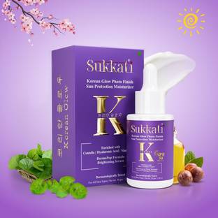 Sukkati Sunscreen - SPF 50 PA++++ Korean Glow Photo Finish Sun Protection Moisturizer| Centella & Niacinamide