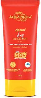 Aqualogica Sunscreen - SPF 50 PA++++ Detan + Dewy Sunscreen with Cherry Tomato & Hyaluronic Acid with SPF 50 & PA++++