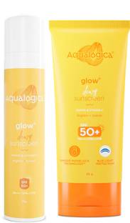 Aqualogica Sunscreen - SPF 50 PA++++ Glow+ Dewy Sunscreen with Papaya & Vitamin C- 50g + 80g
