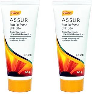 LFZE Sunscreen - SPF 50 PA++ Assure Sun defense SPF 30+ || 2*60g (pack of 2)