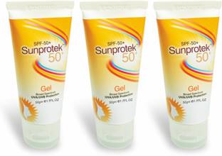 Sunprotek Sunscreen - SPF 50 PA+++ Sunscreen Gel With SPF 50+ & PA+++ Broad Spectrum UVA Protection (Pack of 3)