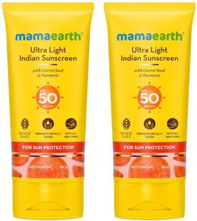 Mamaearth Sunscreen - SPF 50 PA+++ Ultra Light Indian Sunscreen with Carrot Seed & Turmeric|For Broad Spectrum