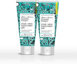 Aroma Magic Sunscreen - SPF 20 Aloe Vera Gel For Oily & Acne Prone Skin|Hydrates & Protects|Pack of 2