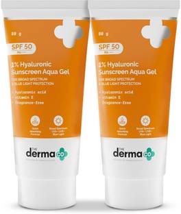 The Derma Co Sunscreen - SPF 50 PA++++ Aqua Ultra Light Gel 1% Hyaluronic acid No white-cast,Non-Sticky-All Skin Types