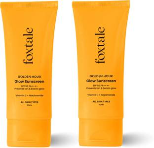 Foxtale Sunscreen - SPF 50 PA+++ Glow Sunscreen with Vitamin C & Niacinamide for a Dewy Glow | Pack of 2