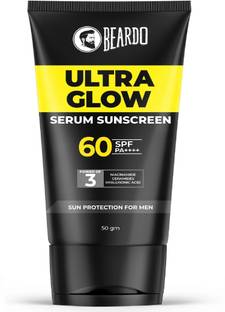 BEARDO Sunscreen - SPF 60 PA++++ ULTRA GLOW Serum Sunscreen For Men | Niacinamide, Ceramide, Hyaluronic Acid