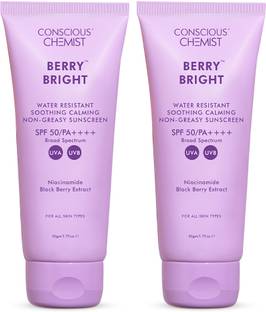 Conscious Chemist Sunscreen - SPF 50 PA++++ Niacinamide Sunscreen SPF 50 PA++++ | Blueberry, Water-Resistant, No White Cast