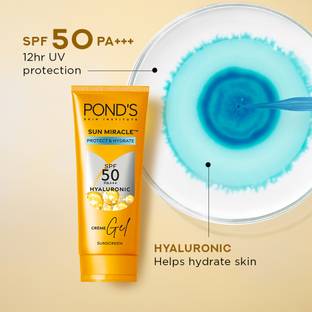 POND's Sunscreen - SPF 50 PA+++ Creme Gel Sun Miracle Protect & Hydrate, With Hyaluronic Acid
