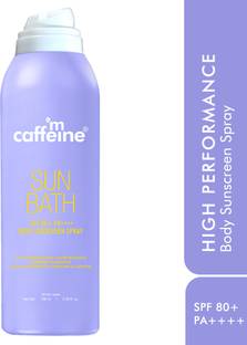 mCaffeine Sunscreen - SPF 50 PA++++ Sun Bath Body Sunscreen Spray|High UV Protection 180 Mins Water, Sweat Resistant