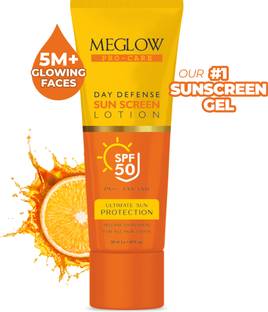 meglow Sunscreen - SPF 50 PA+++ Daily Defence Sunscreen SPF 50 & PA+++ Broad UVA/UVB Protection All Skin Types