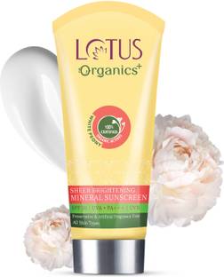 Lotus Organics+ Sunscreen - SPF 50 PA++ Sheer Brightening Mineral | Non Greasy & Lightweight