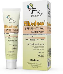 Fixderma Sunscreen - SPF 50 PA+++ Shadow Tinted Sunscreen Medium SPF 50 PA+++, 1% Hyaluonic Acid, No White Cast