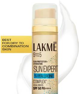Lakmé Sunscreen - SPF 50 PA+++ Sun Expert 1% Hyaluronic Sunscreen,SPF 50 PA+++ for UVA/B, No white cast