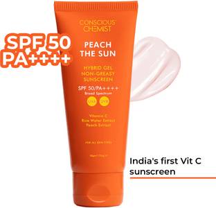 Conscious Chemist Sunscreen - SPF 50 PA++++ Sunscreen SPF 50 PA++++ | Vitamin C & Rice Water | Lightweight, No White Cast